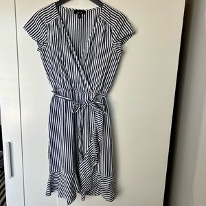 Striped blue white shirt dress